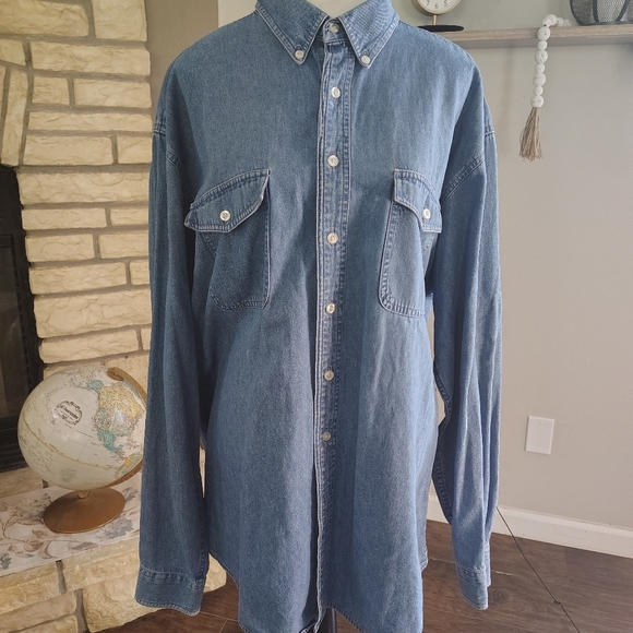 Croft & Barrow  Blue Denim Shirt - Picture 3 of 4